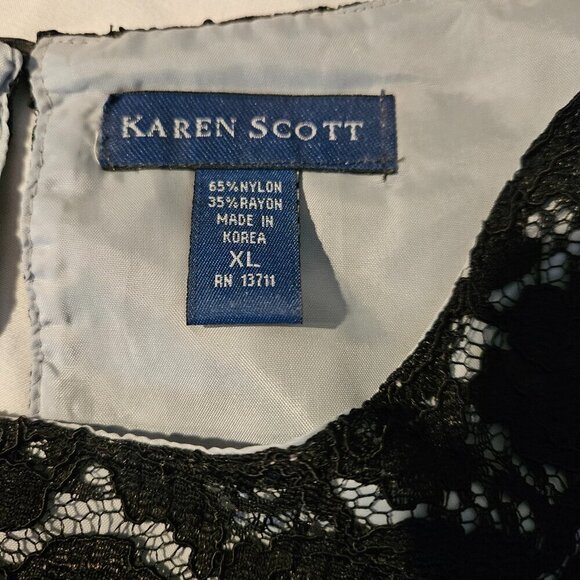 Karen Scott size XL White colored lining with black lace layover sleeveless - Picture 5 of 6
